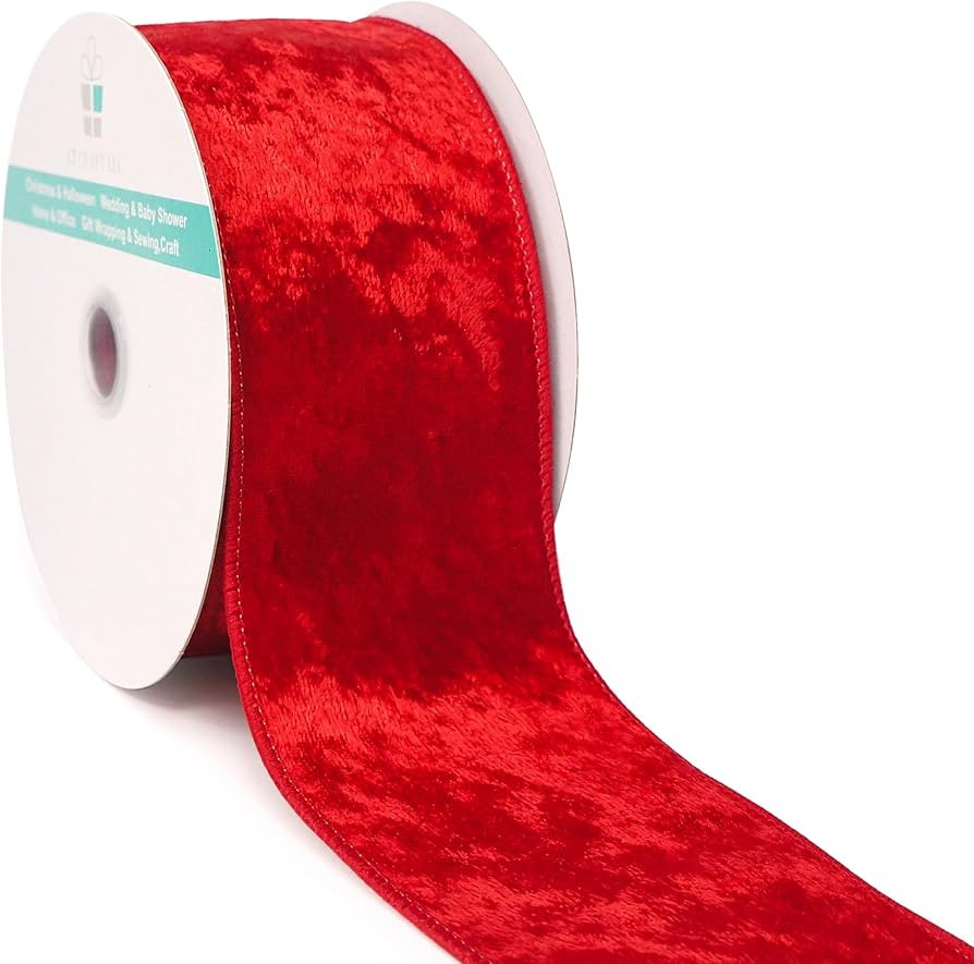 CT CRAFT LLC Velvet Wired Ribbon for Home Decor, Gift Wrapping, DIY Crafts, 2.5” x 10 Yards x 1... | Amazon (US)