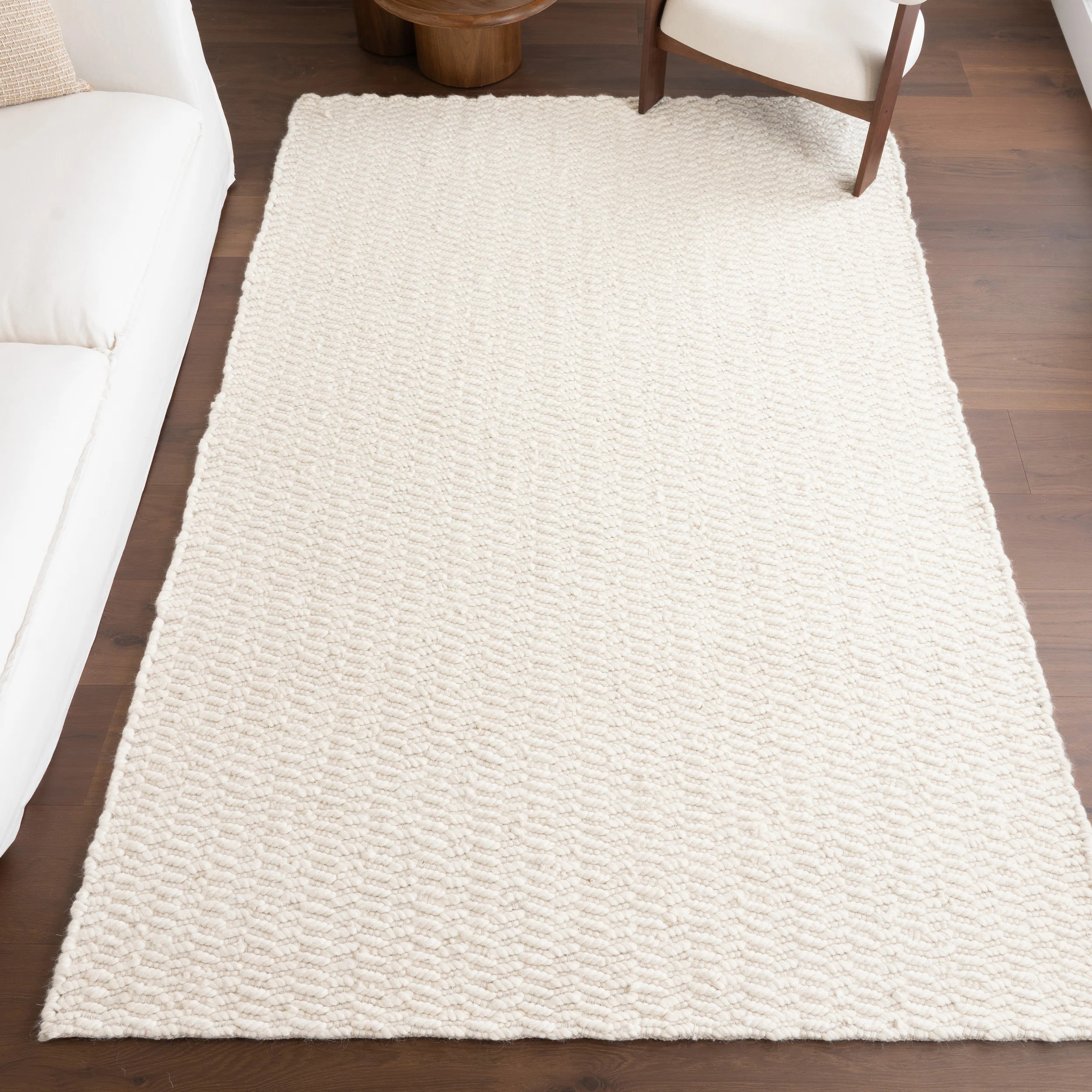 Lockhart Solid Wool Area Rug for Living Room Bedroom Dining Room Kitchen, Ivory | Wayfair North America