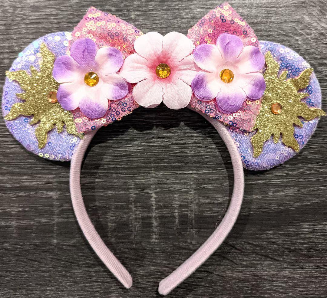 Rapunzel Inspired Minnie Ears, Tangled Minnie Ears, Princess Rapunzel, Purple Mickey Minnie Ears,... | Etsy (US)