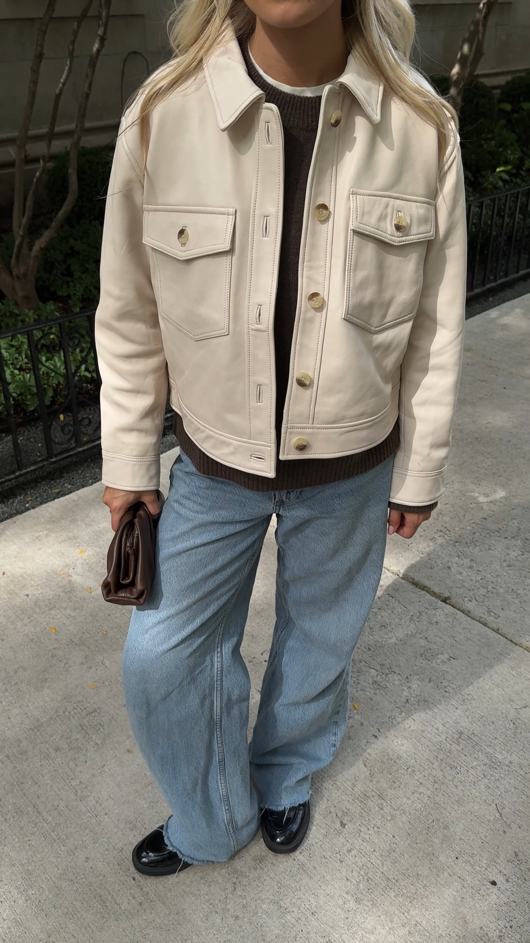 Autumn outfit idea from Quince. Leather jacket and cashmere crewneck sweater 🤎🍂 

#LTKSaleAlert #LTKSeasonal #LTKStyleTip