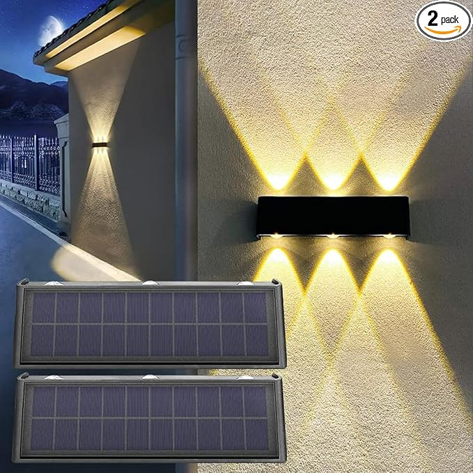 Solar Lights Outdoor 3000K Warm Aluminum Waterproof Dusk to Dawn Lighting Wall Sconce Up Down for... | Amazon (US)
