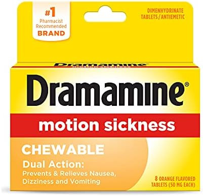 Dramamine Motion Sickness Chewable, Orange flavored, 8 Count | Amazon (US)