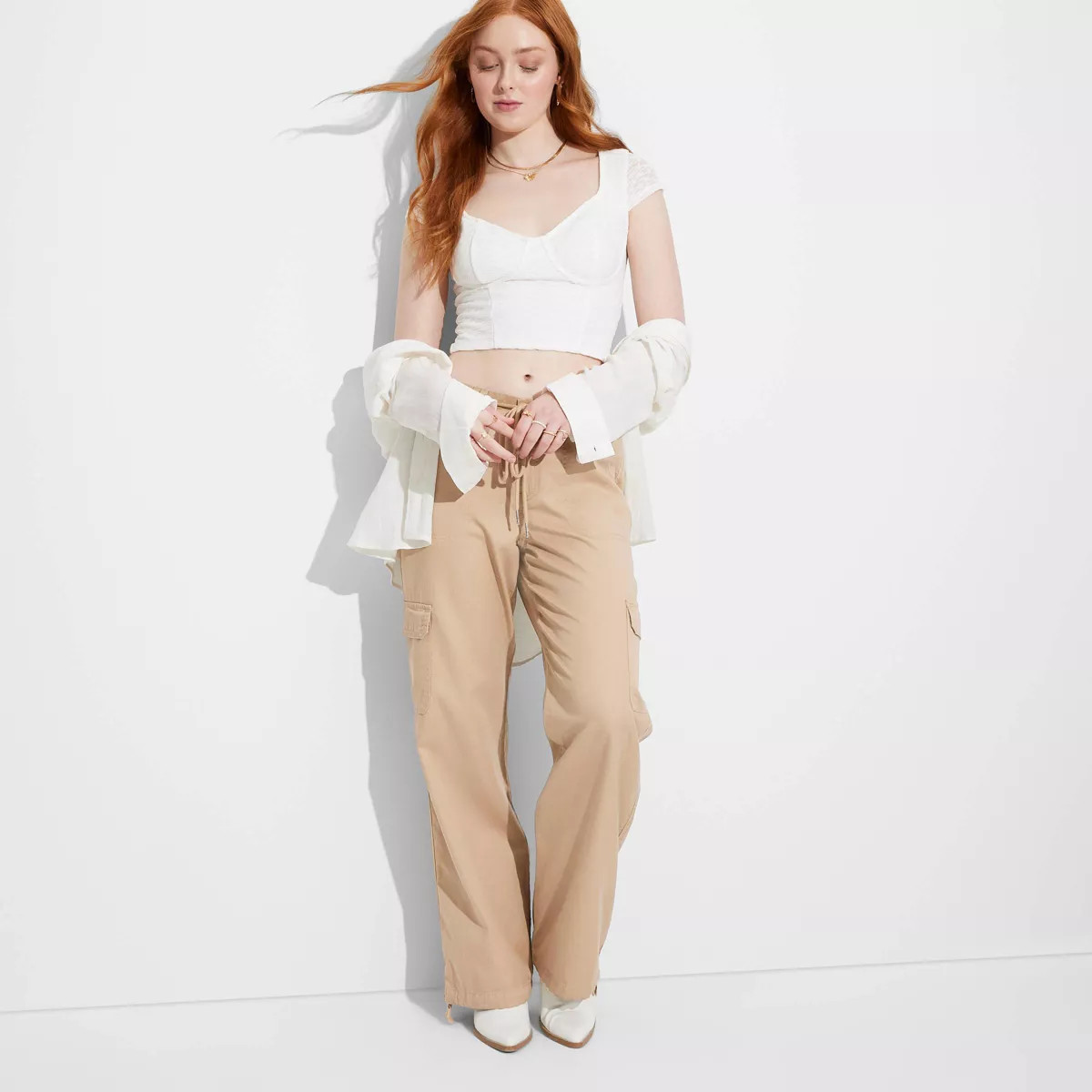 Women's Mid-Rise Wide Leg Cargo Beach Pants - Wild Fable™ | Target