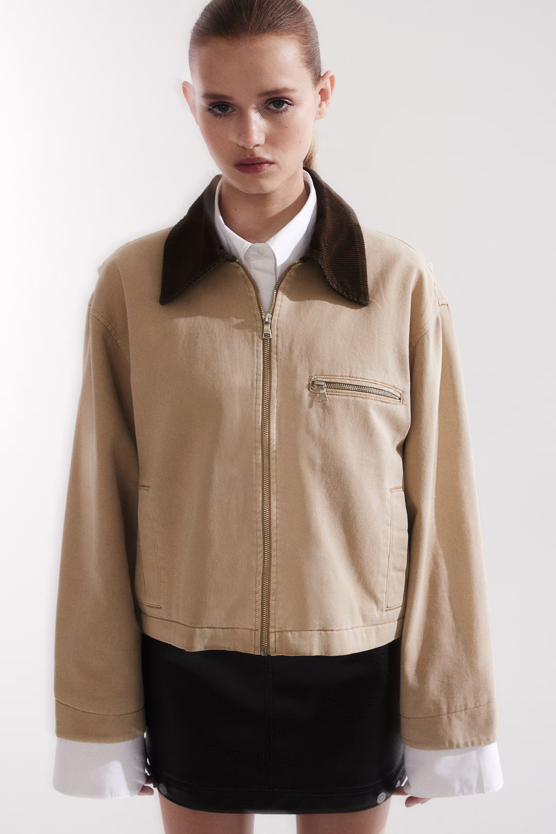 Twill Jacket with Corduroy Collar | H&M (US + CA)