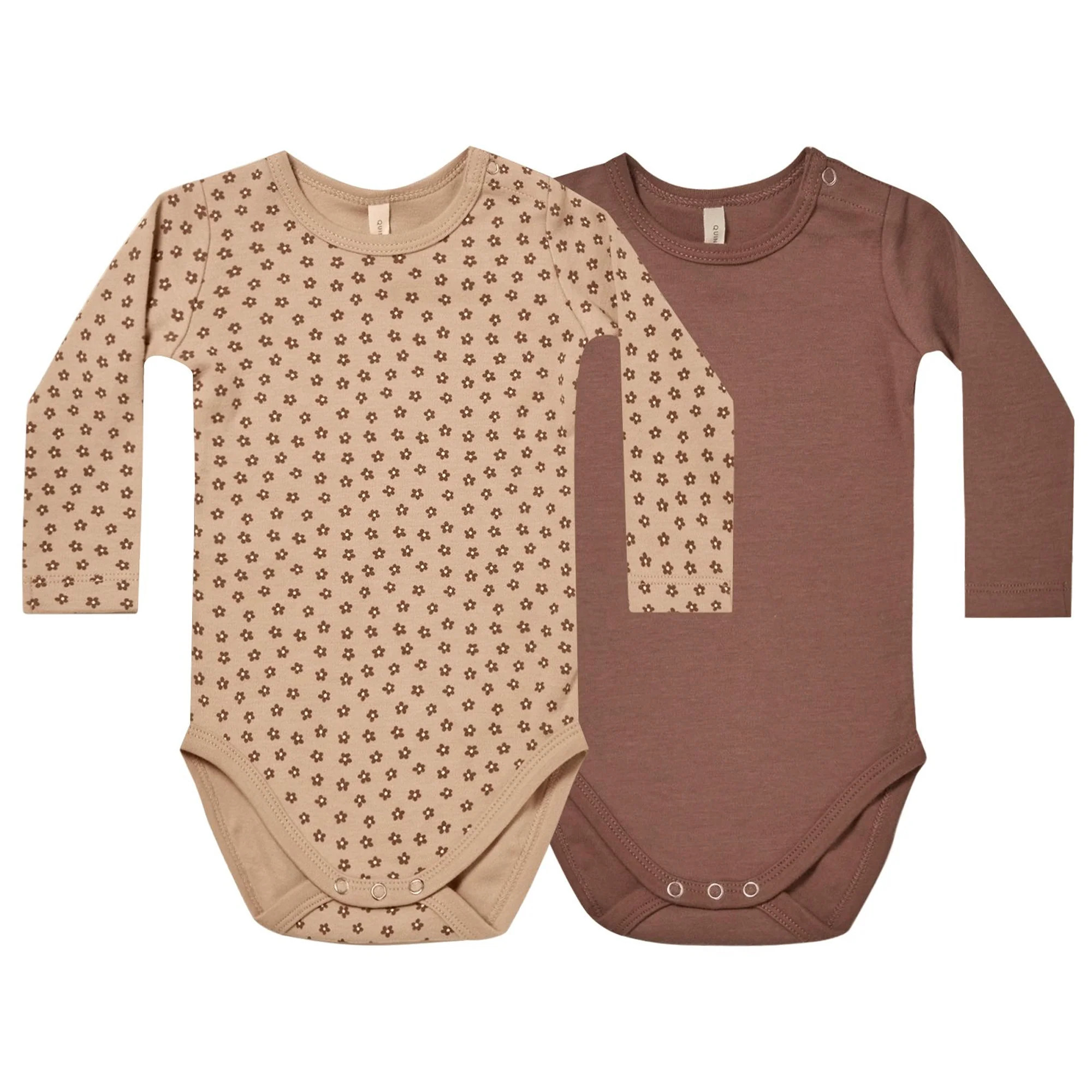 Organic Jersey Bodysuit 2-Pack, Ditsy Bloom/Pecan | SpearmintLOVE