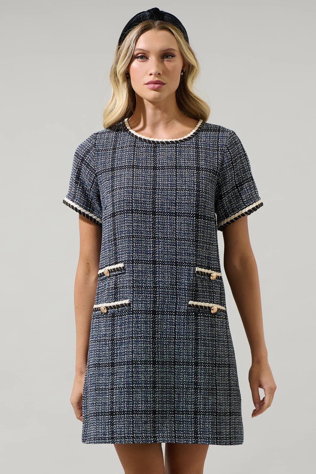 Bale Audrey Tweed Shift Mini Dress | Sugarlips