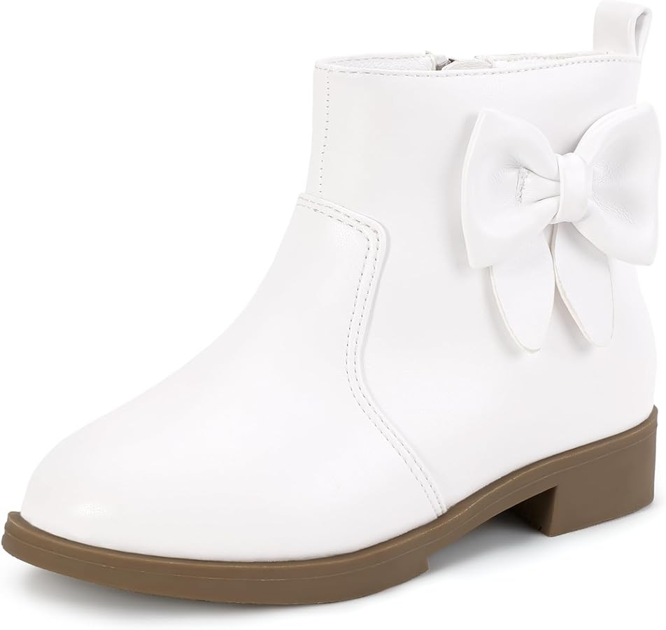 PANDANINJIA Toddler/Little Kid Girl's Sofia Sweet Short Ankle Boots Bowknot Side Zipper Dress Boo... | Amazon (US)