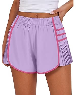 Caracilia Women Running Shorts Flowy Pleated Athletic Shorts Summer High Waisted Tennis Sporty Wo... | Amazon (US)