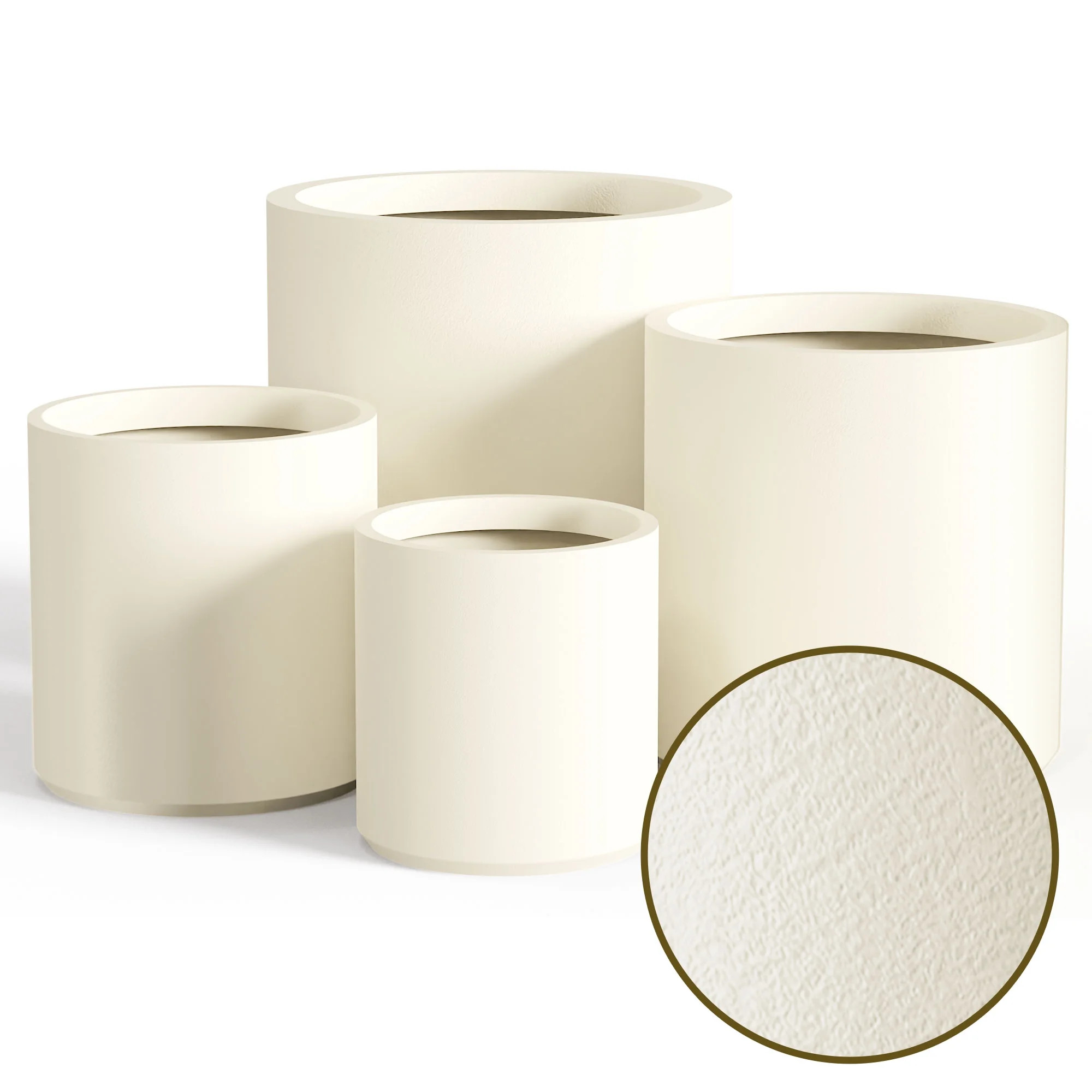FOUKUS 6.9",8.7",10.6",13.4" Dia Round Concrete-like Plastic Planter Set of 4, Modern Style Large... | Walmart (US)