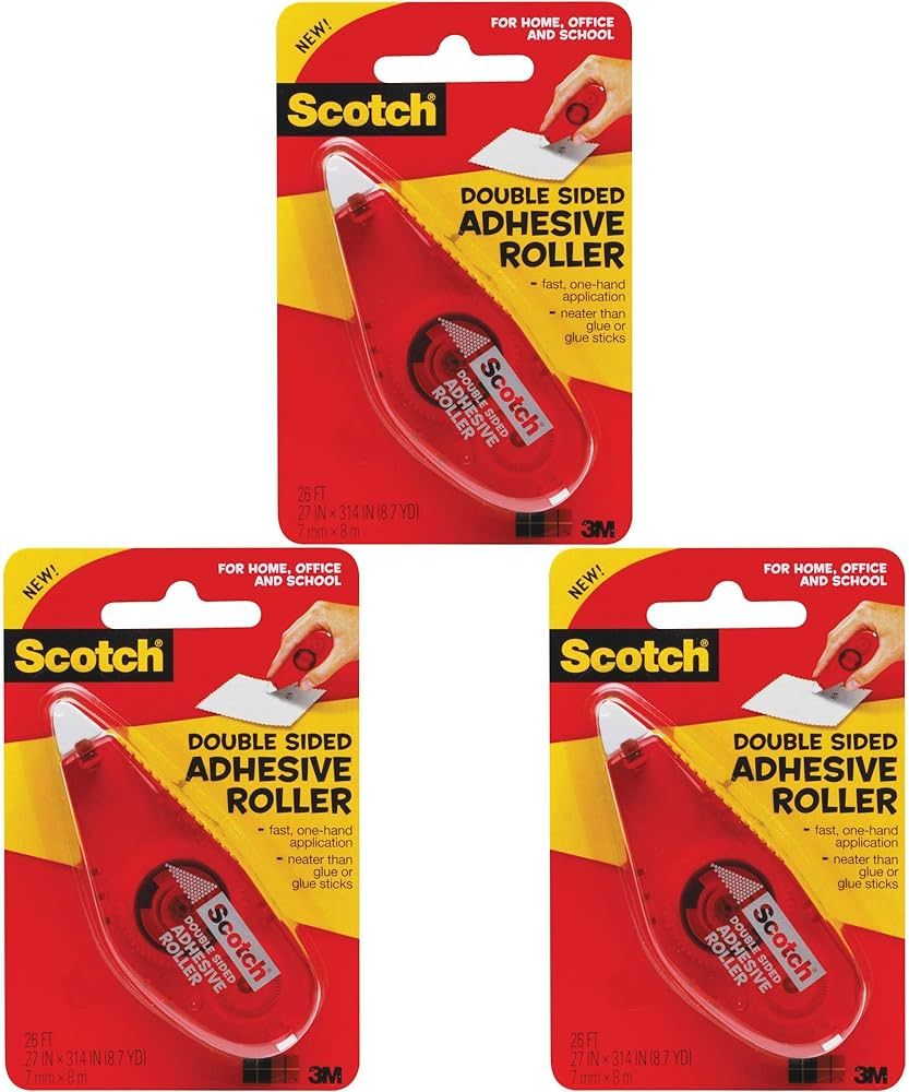3M Bulk Buy 6061 Scotch Double Sided Adhesive Roller .27 in. x 8.7 yd. (Pack of 3) | Amazon (US)