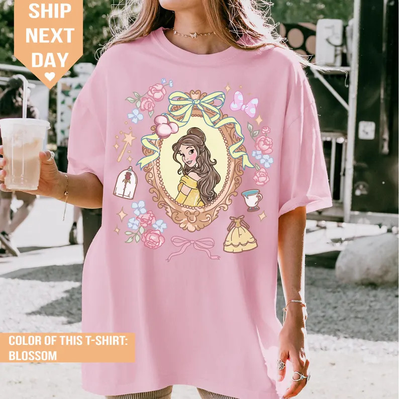 Coquette Bow Disney Belle Princess Shirt, Beauty and The Beast T-Shirt, Princess Shirt, Disney Pr... | Etsy (US)