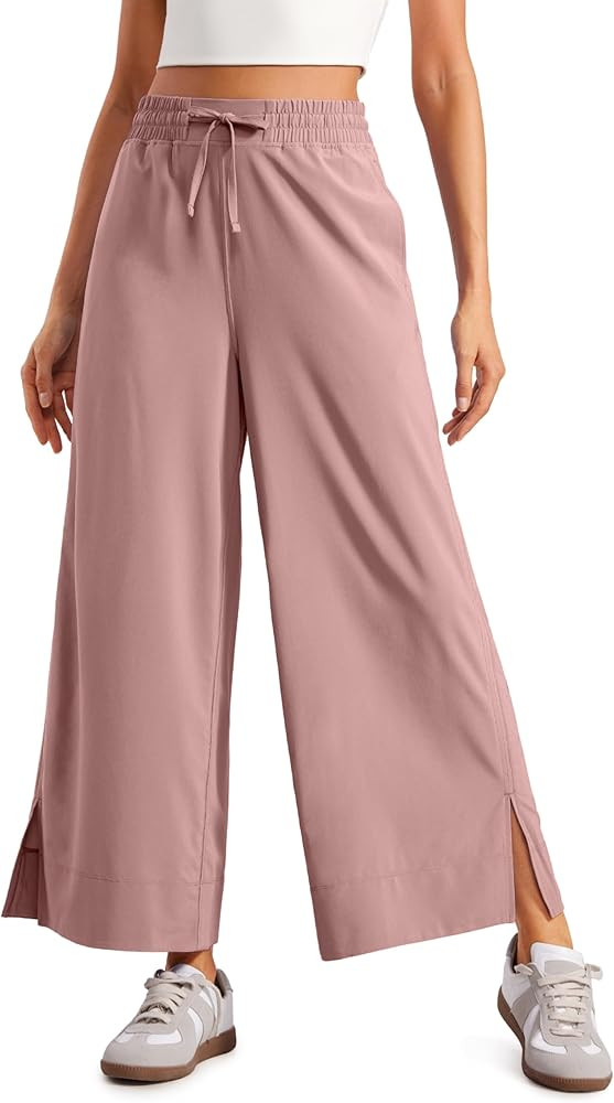 CRZ YOGA Lightweight Wide Leg Cropped Pants for Women 25" High Waisted Loose Casual Lounge Travel... | Amazon (US)
