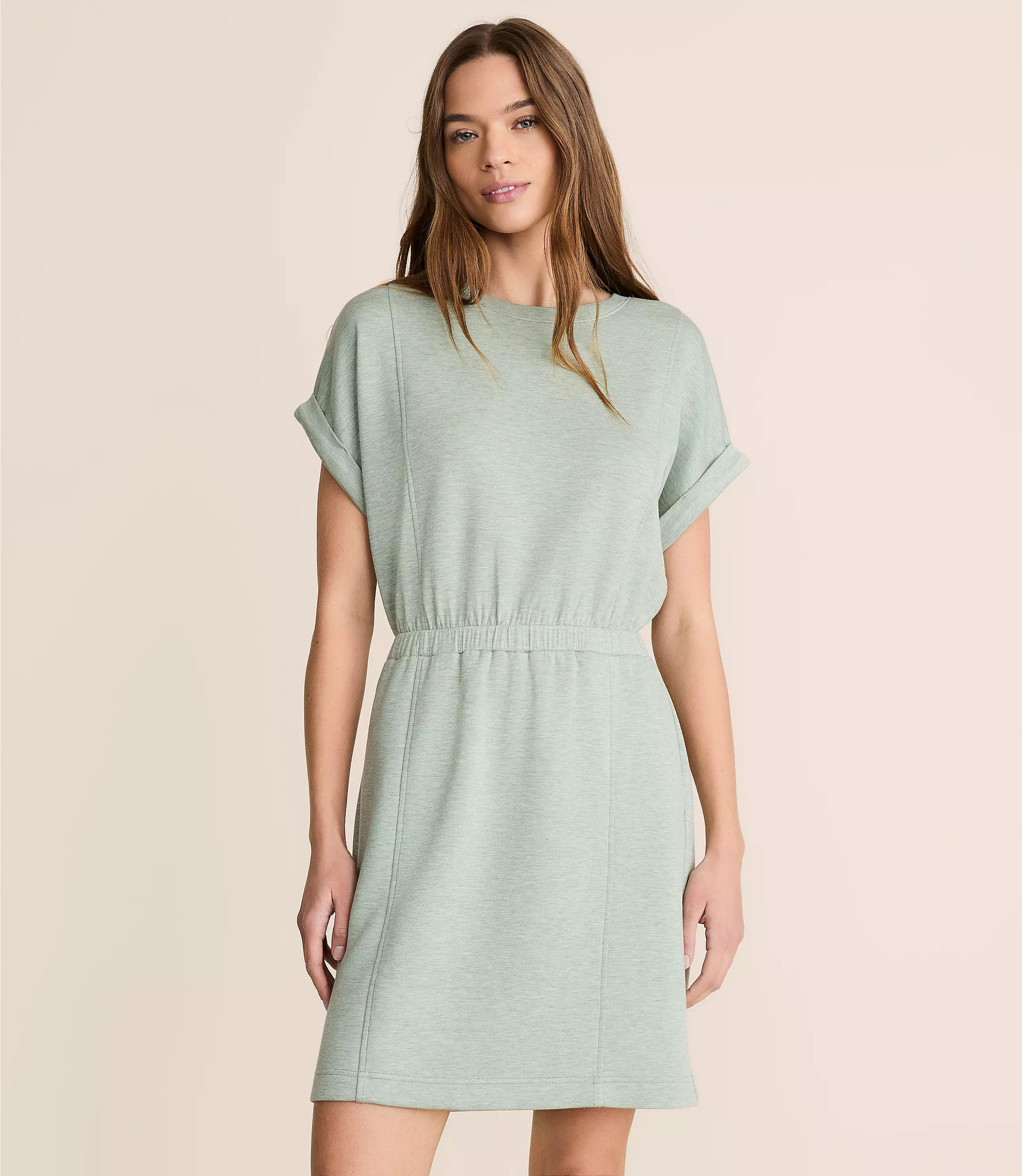 Lou & Grey Heathered Scubasoft Mini Pocket Dress | LOFT