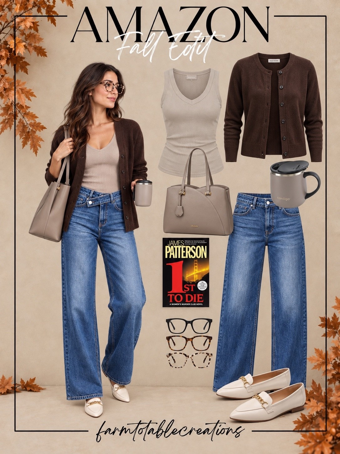 Amazon Bookstore Outfit 📚🤎

The perfect cozy-chic outfit for a bookstore run! A chocolate brown cardigan layered over a neutral tank with relaxed wide-leg denim creates that effortless fall look that feels polished without being overdressed. Add classic loafers, a structured tote, tortoise glasses, and a coffee in hand for the ultimate browse-the-shelves kind of afternoon.

I love that every piece can be mixed into your everyday wardrobe—perfect for bookstore dates, coffee runs, errands, casual lunches, or a cozy weekend out.

Follow @farmtotablecreations on Instagram for more cozy home finds and trending decor.

#LTKStyle #AmazonFashion #AmazonFinds #AmazonStyle #FallFashion #FallOutfit #BookstoreOutfit #BookstoreDate #CasualFallStyle #CozyStyle #WideLegJeans #CardiganStyle #EverydayOutfit #FallWardrobe #LTKFinds

#LTKOver40 #LTKmomlife