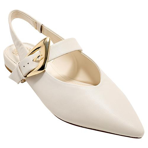 Vince Camuto Amoret Leather/Suede Slingback Flat - White - Size 5 | HSN