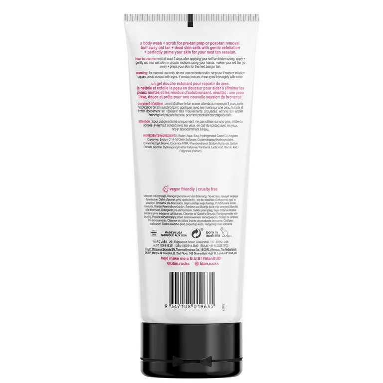 b.tan erase tan repeat - 2-in-1 tan eraser body wash + scrub, 8 fl oz | Walmart (US)
