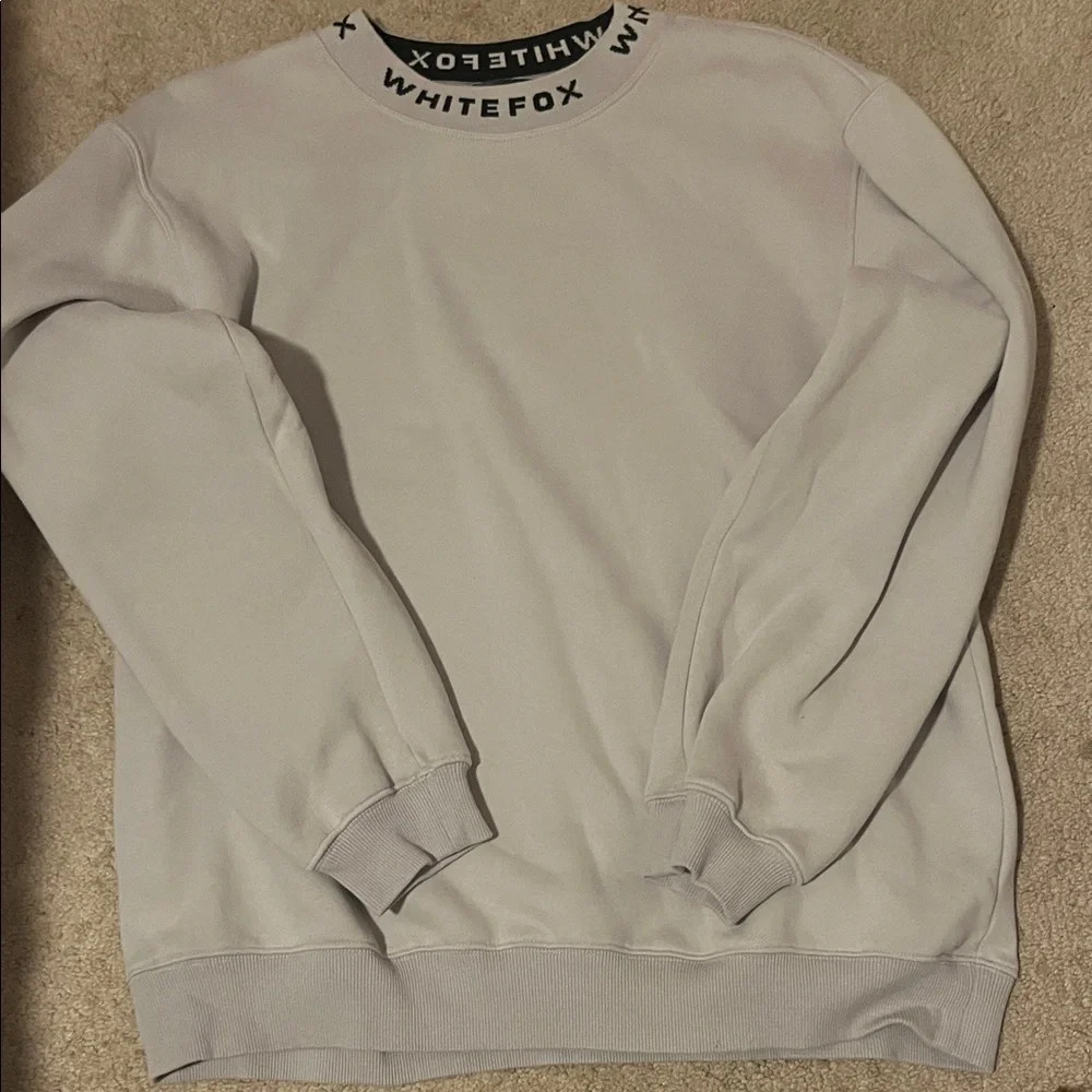 white fox mock neck sweatshirt with the neck line printed | Poshmark