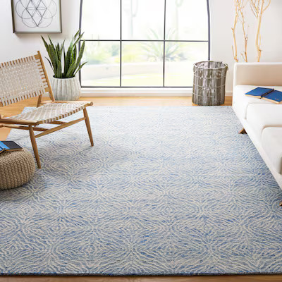 Safavieh Metro Tallina 8 X 10 (ft) Wool Blue/Ivory Indoor Abstract Bohemian/Eclectic Area Rug | Lowe's