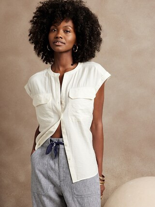 Cap-Sleeve Shirt | Banana Republic Factory