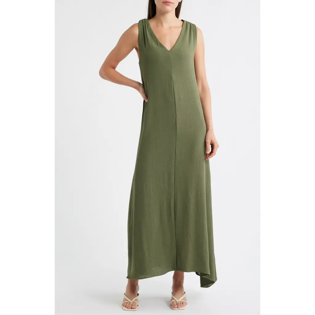 Halogen® Twist Back Sleeveless Maxi Dress in Clover at Nordstrom Rack, Size X-Large | Nordstrom Rack