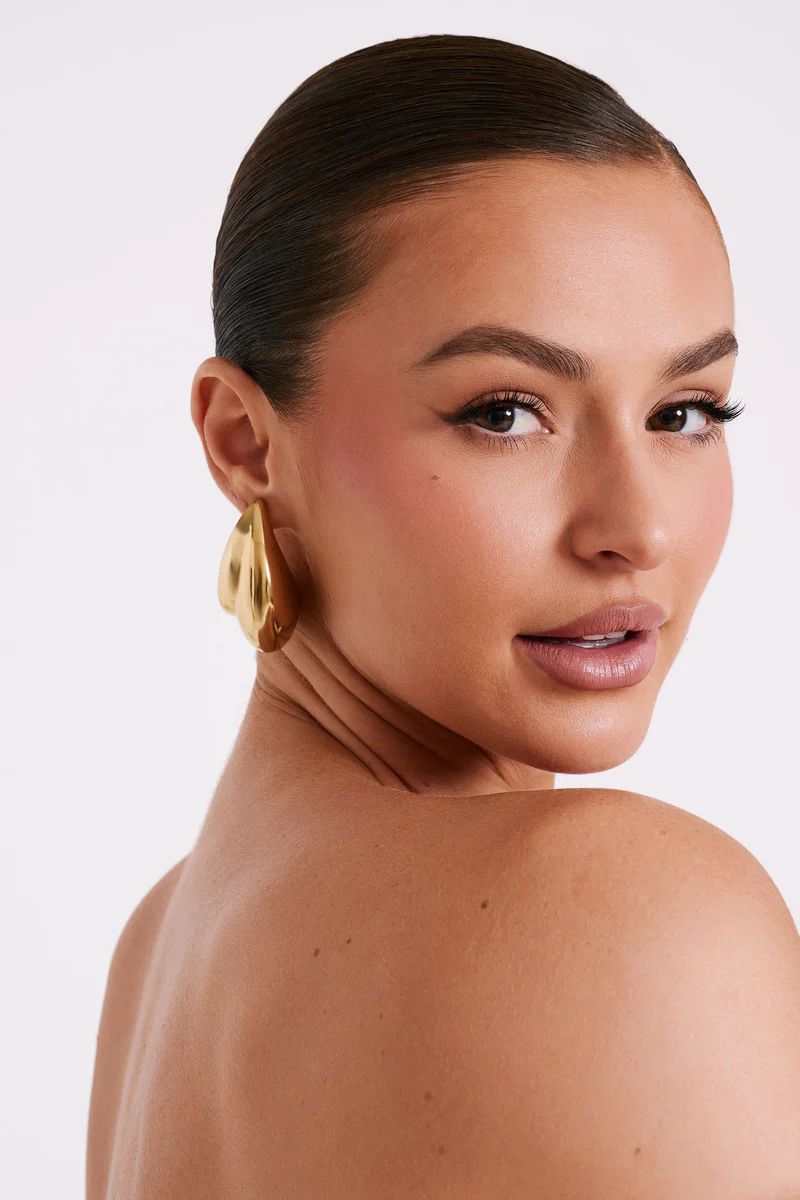 Zadie Oversized Double Teardrop Earrings - Gold | MESHKI US