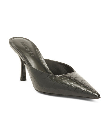 Made In Italy Leather Francesca Kitten Heeled Mules | TJ Maxx