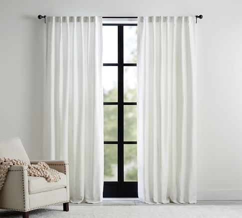 Emery Linen/Cotton Rod Pocket Blackout Curtain - Gray | Pottery Barn (US)