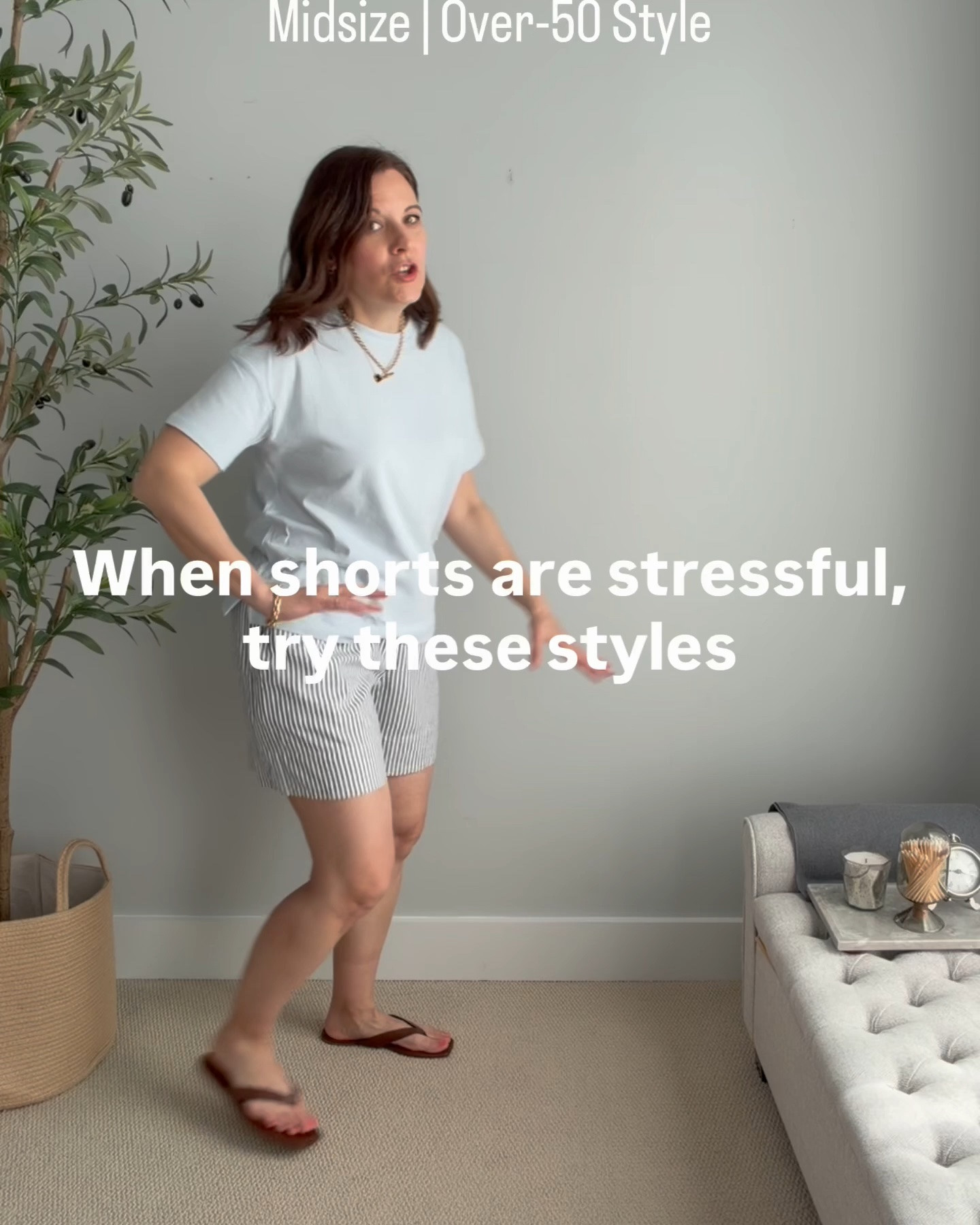 I’ve always had a complicated relationship with shorts, and based on my recent poll, a lot of you do too. So these are the 4 styles I actually wear. 

• LOFT Curvy Monroe Chino Shorts (black)
10.75” rise | 6” inseam | size 10 (TTS)
Classic chino shorts with a slightly relaxed fit.

• LOFT Curvy Monroe Chino Shorts (white)
10.75” rise | 6” inseam | size 10 (TTS)
Same fit as the black pair with minimal pocket show-through. 

• Old Navy High Rise Baggy Jean Shorts
12.5” rise | 5” inseam | sized up one
Soft denim with a relaxed, baggy fit. These are surprisingly soft and comfy. They sell out early in the season. 

• Gap Linen Tie Waist Shorts (blue stripe)
12” rise | 6” inseam | size medium (TTS)
Lightweight linen with a drawstring waist. So easy to wear and in a cute stripe (comes in multiple colors and you can get a separate matched shirt for a set).

If you carry weight in your hips and thighs like I do, a looser leg + higher rise makes all the difference.

And if shorts still aren’t your thing, you’re not alone. I’ve got plenty of alternatives too 🤍

📏For reference, I’m midsized, 5’6”, slightly short-waisted, 36-B bust, and wear a small or medium top with size 10 jeans.

#LTKOver40 #LTKMidsize #LTKSaleAlert