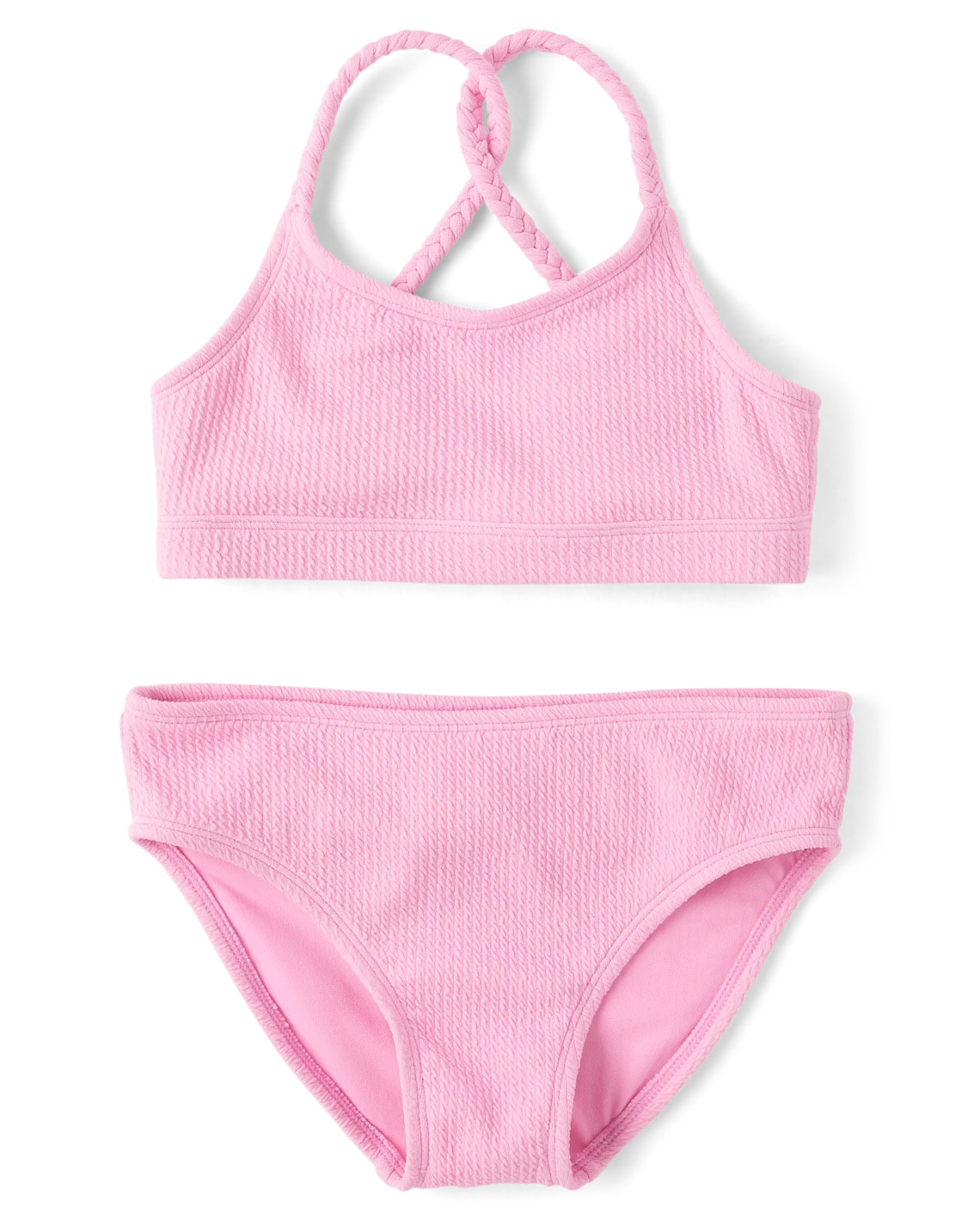 Tween Girls Crinkle Braided Girls Bikini Swimsuit - pink | The Children's Place