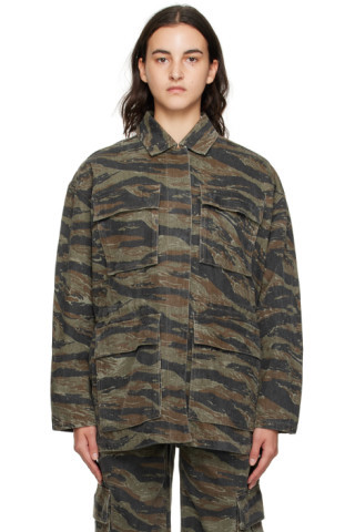 Green Camouflage Denim Jacket | SSENSE