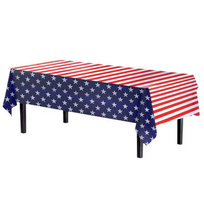 Crown Display 54 Inch. X 108 Inch. Patriotic Printed Disposable Plastic Table Cover- Stars & Strips | Target