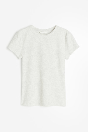 Ribbed T-shirt - White - Ladies | H&M US | H&M (US + CA)