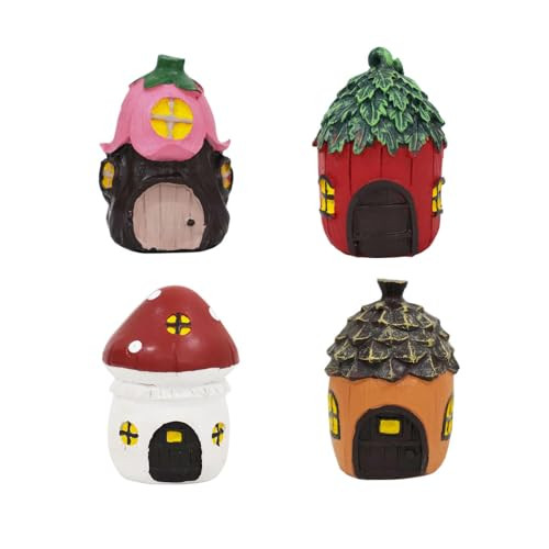 Amazon.com: YLSMILE 4pcs Mini Mushroom Cottage House, Fairy Garden Accessories Outdoor Statues, R... | Amazon (US)