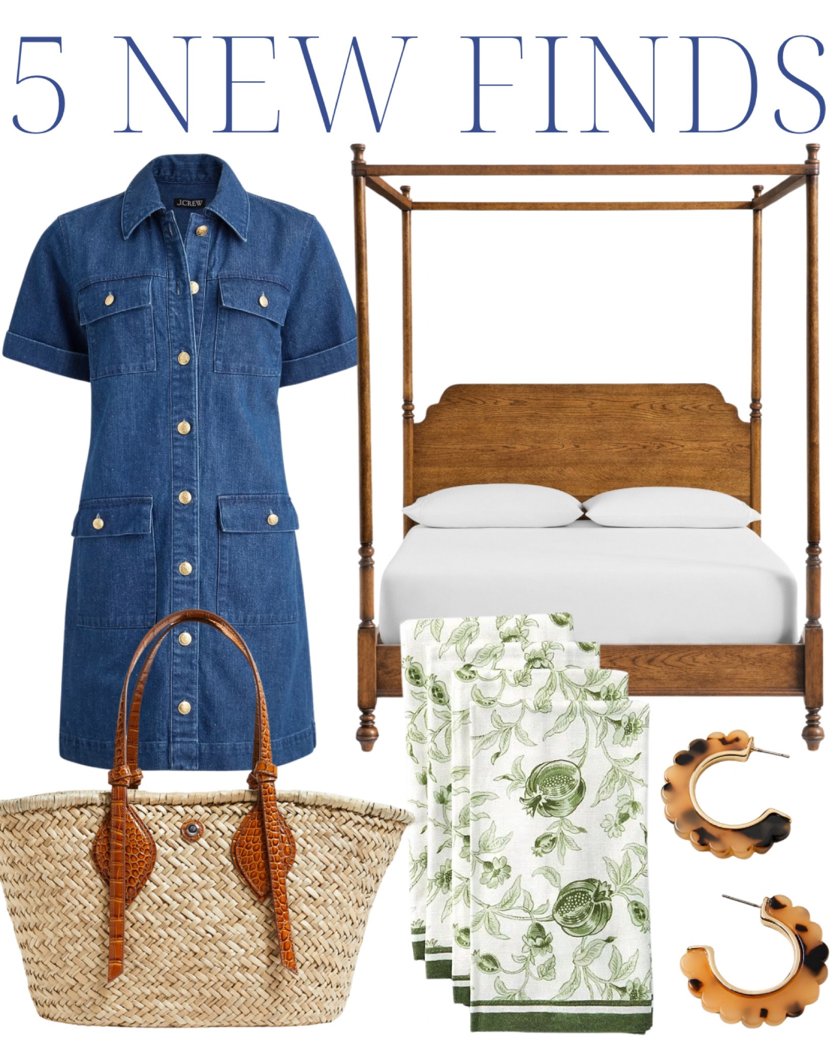 properly shopped 5 new finds, fall style, fall bag, spindle bed, poster bed, canopy bed, wooden bed, classic home, traditional home, fall dress, denim dress, scalloped earrings, tortoise earrings, fall outfit, classic preppy style, southern style, traditional style

#LTKFindsUnder100 #LTKMidsize #LTKHome