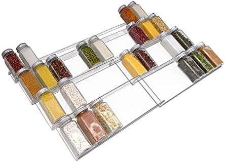 YestBuy Adjustable Expandable Acrylic Spice Rack for Drawer - 4 Tier Spice Drawer Organizer -Spic... | Amazon (US)