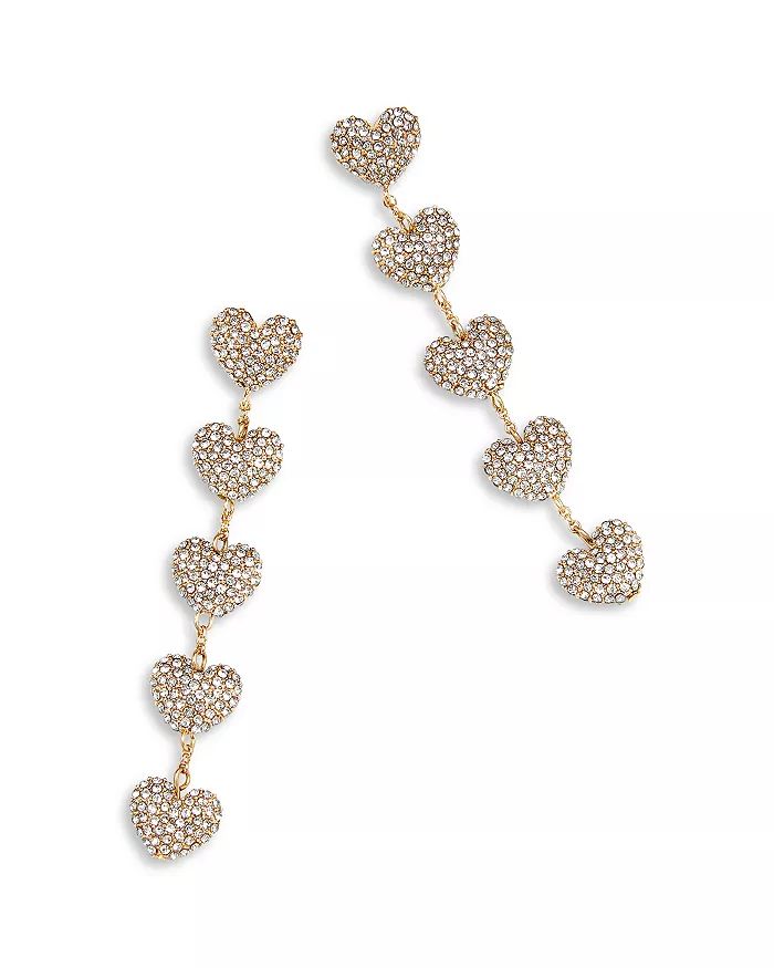 Etta Pavé Heart Linear Drop Earrings in Gold Tone | Bloomingdale's (US)
