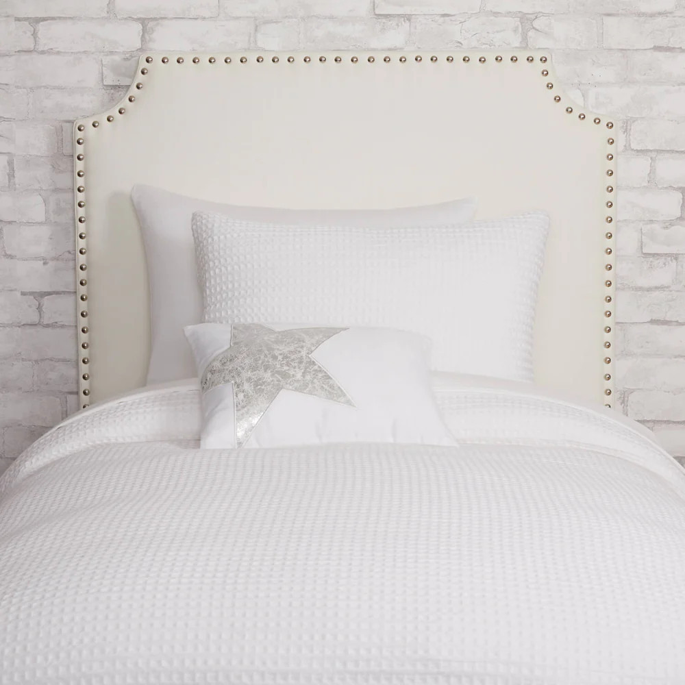 Jordyn Charging Studded Headboard | Dorm Essentials - Grey Linen / Twin - Dormify | Dormify