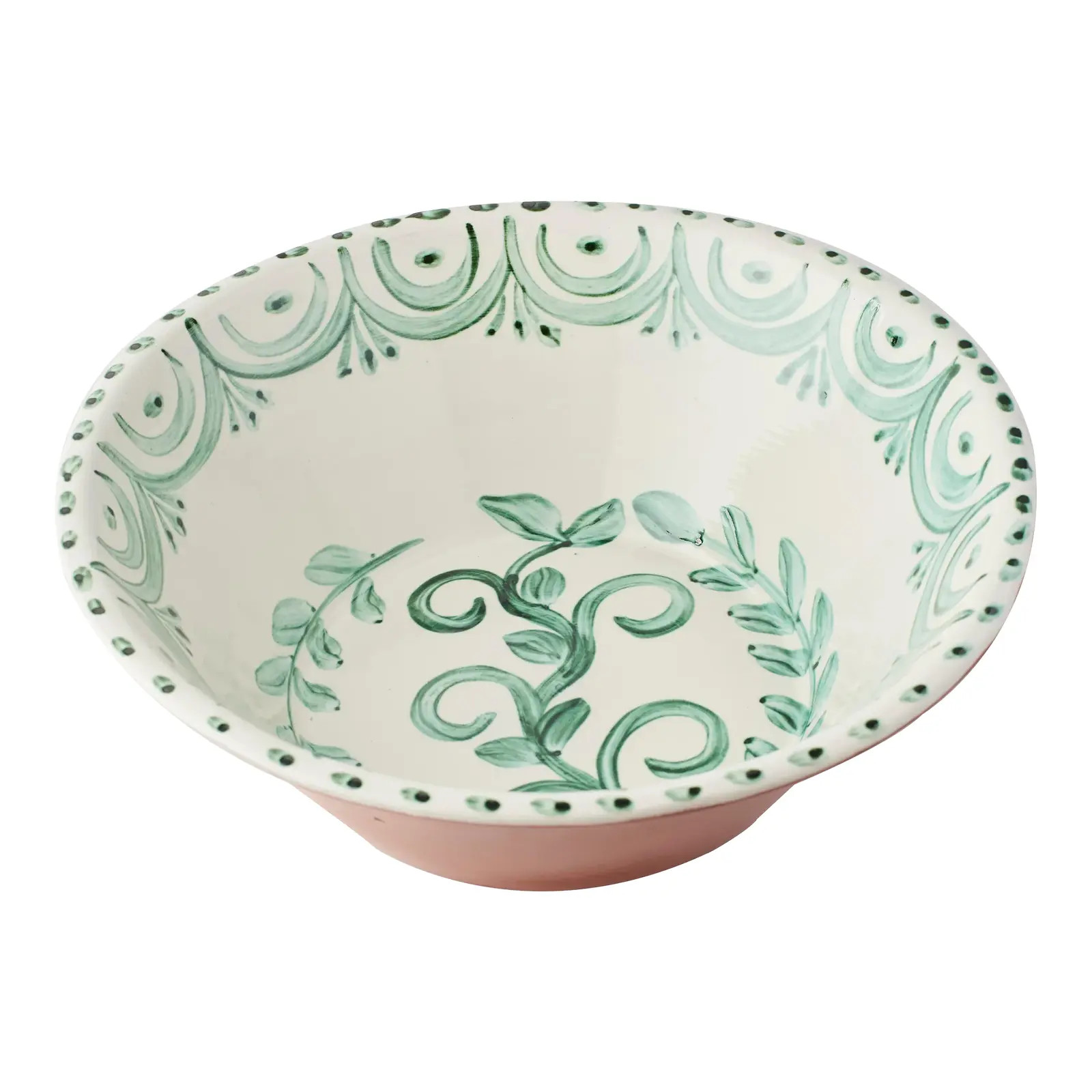 Casa Nuno Green and White Large Bowl | Chairish