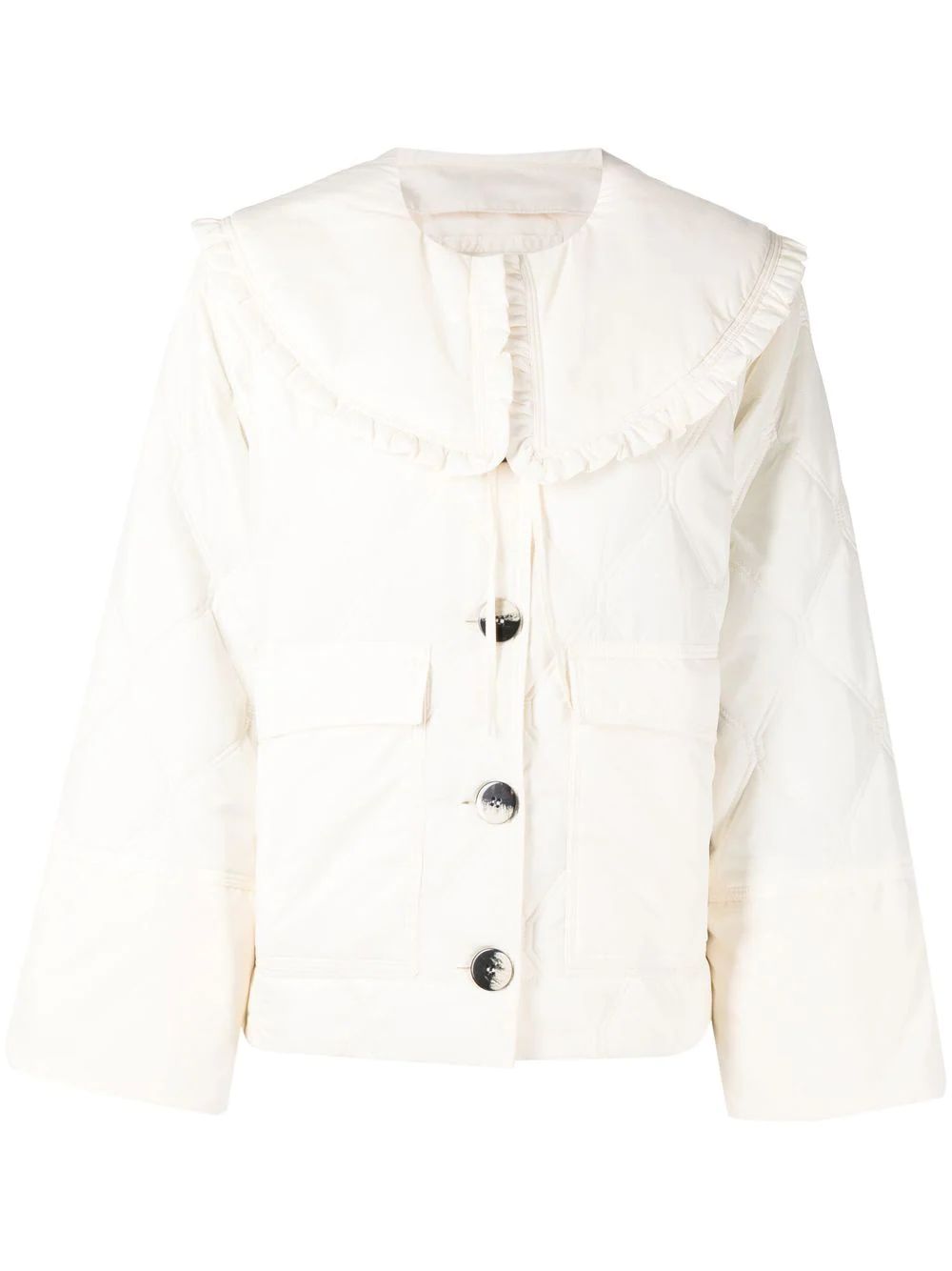 GANNI Quilted frilled-collar Jacket - Farfetch | Farfetch Global