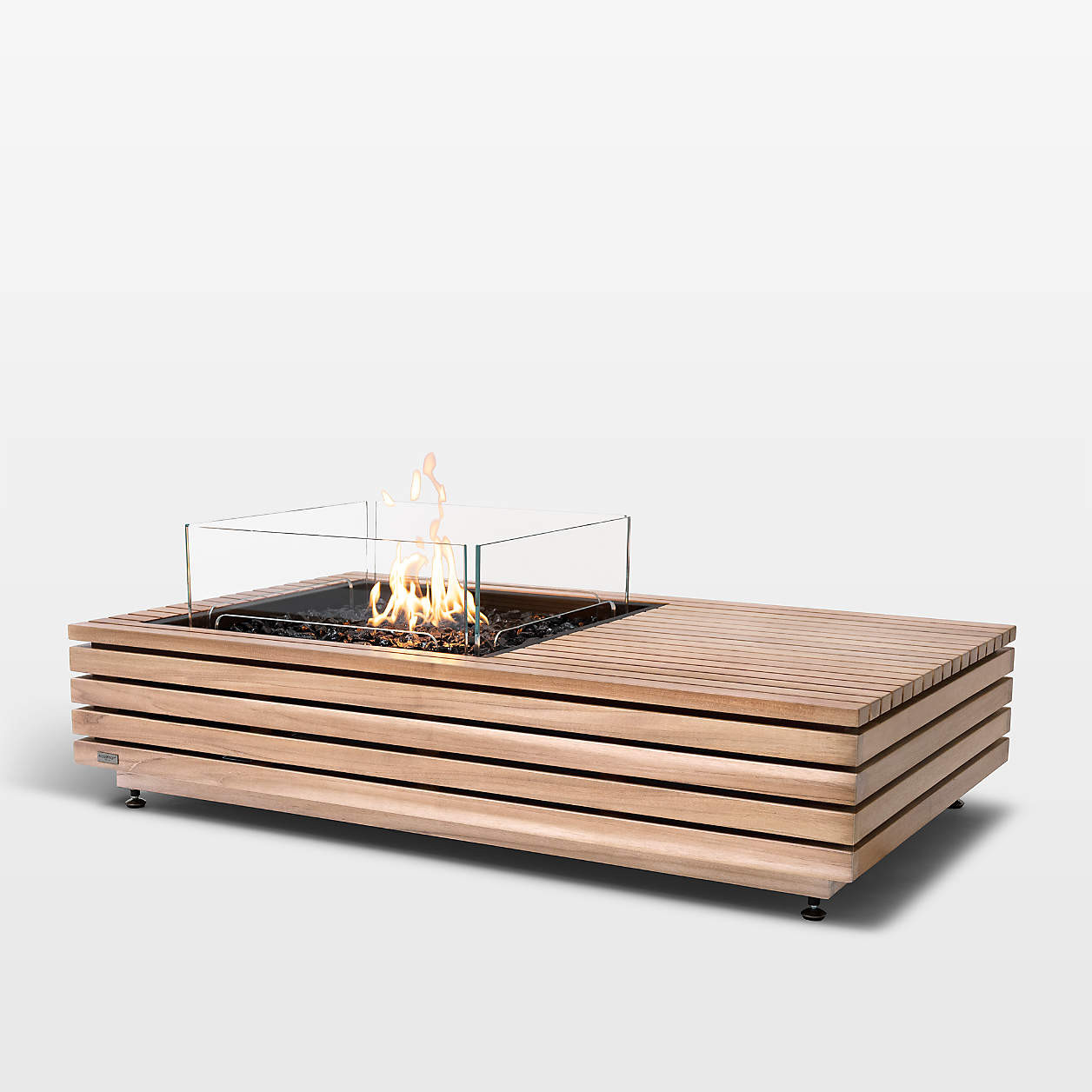 Manhattan 50 Teak Fire Table by Ecosmart | Crate & Barrel | Crate & Barrel
