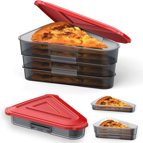 Yuiisenn Pizza Storage Container, Expandable Pizza Slice Container, Reusable Pizza Pan Pizza Box Set with Lids to Leftover Organization and Space Saver (Deep Red) | Amazon (US)