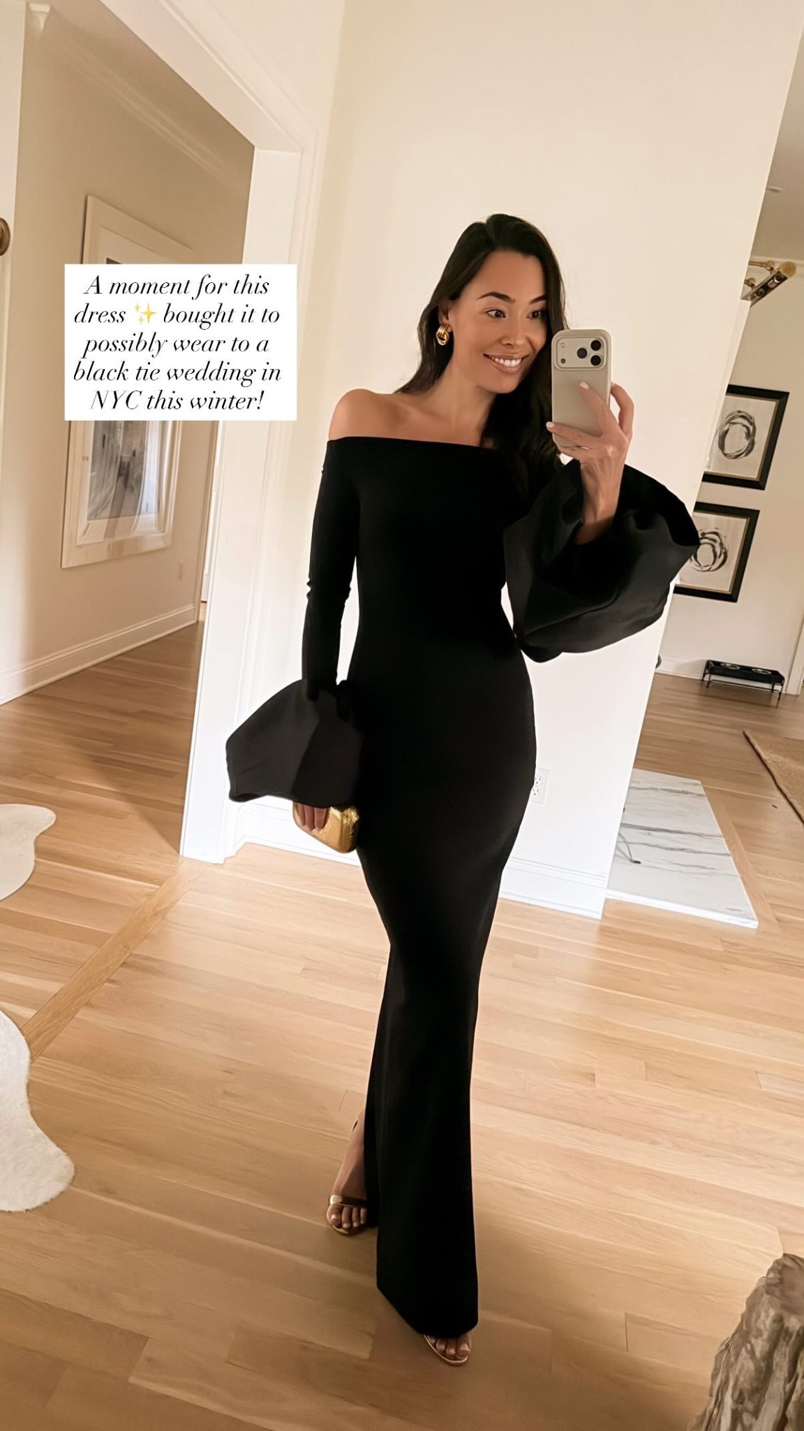 A moment for this dress ✨ bought it to possibly wear to a black tie wedding in NYC this winter! Wedding guest dress, holiday outfit, cocktail party, formal dress, Kat Jamieson style. 

#LTKHoliday #LTKootd #LTKWedding