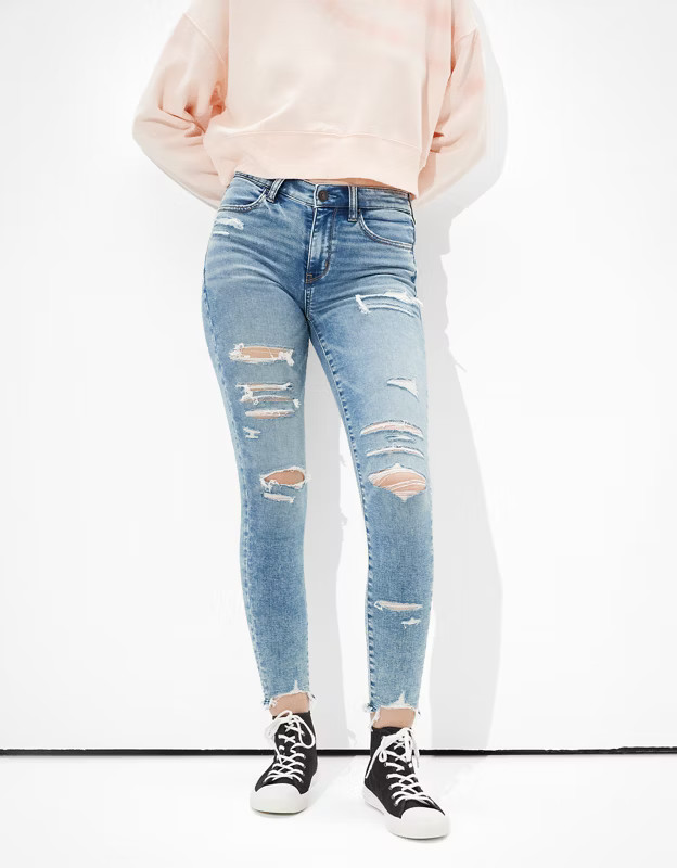 AE Ne(x)t Level Ripped High-Waisted Jegging Crop | American Eagle Outfitters (US & CA)