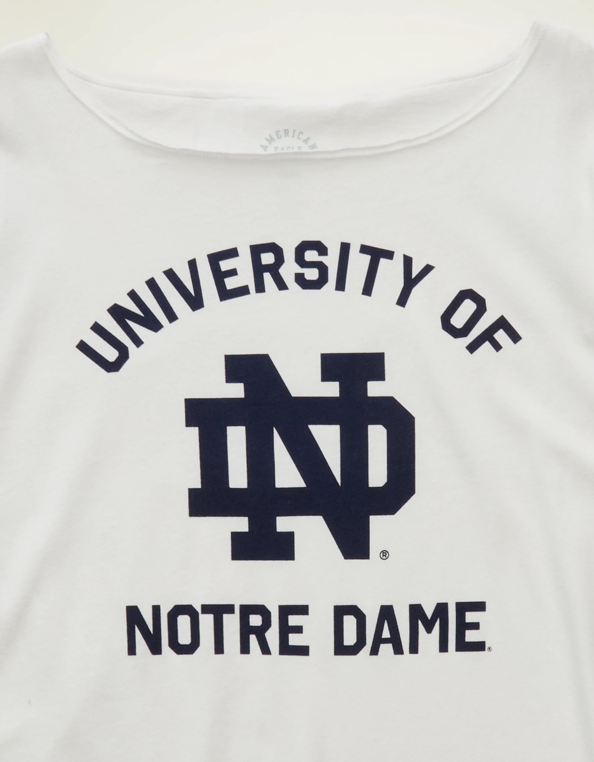 AE Notre Dame Off-the-Shoulder Graphic T-Shirt | American Eagle Outfitters (US & CA)