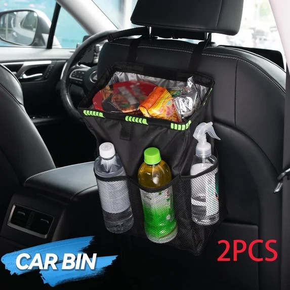 2PCS Waterproof Car Trash Can Garbage Bag With Storage Pockets Large Size Travel Back Seat Hang O... | Walmart (US)