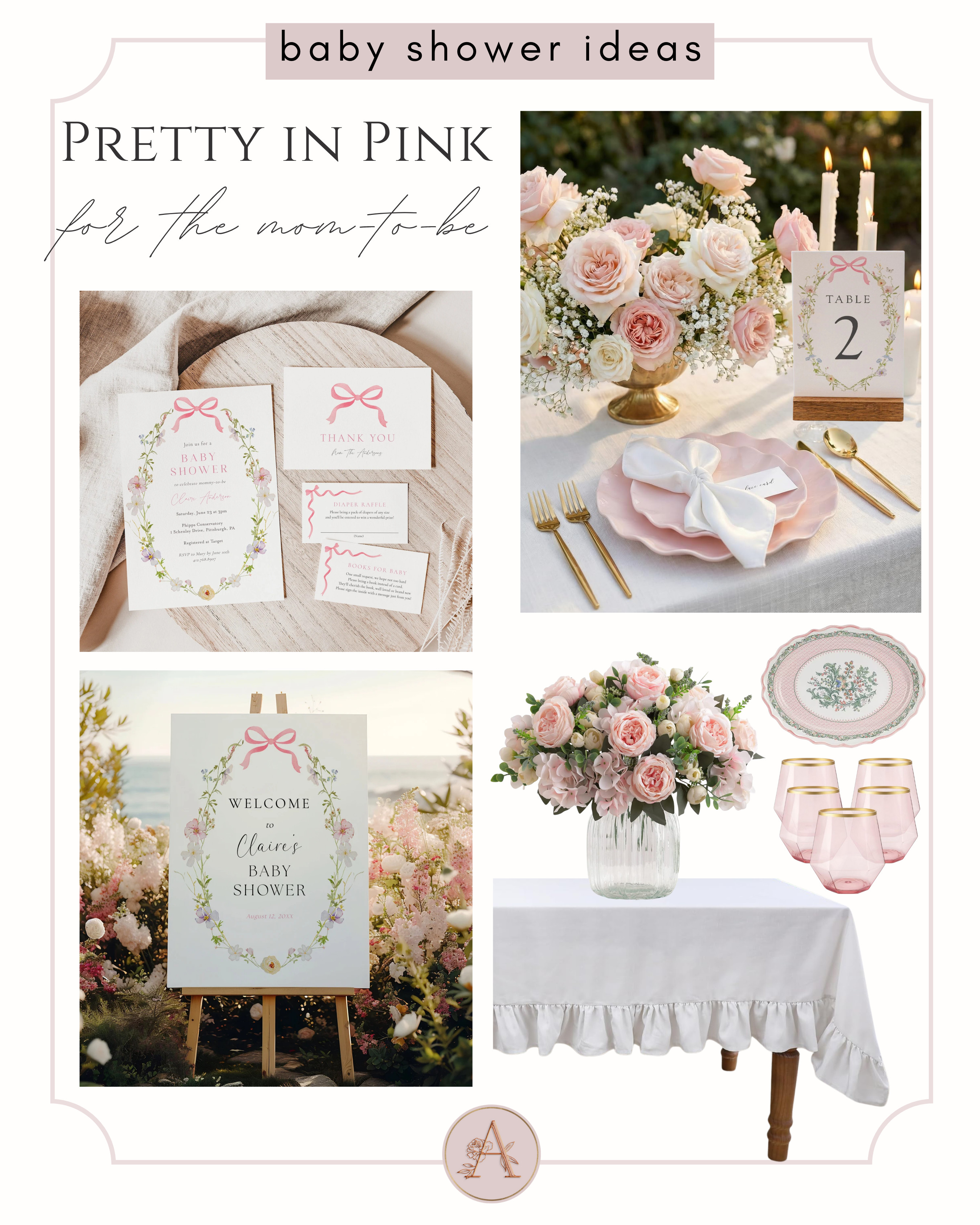Pretty in pink, but make it timeless ✨
A romantic baby shower look with blush florals, delicate bows, and elegant table details—perfect for celebrating the mom-to-be in the sweetest way. 💕 

 #LTKBaby #LTKBump