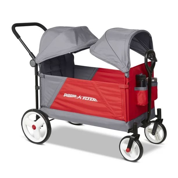 Radio Flyer, Discovery Stroll 'N Wagon with Canopies, Folding Wagon, Gray and Red | Walmart (US)