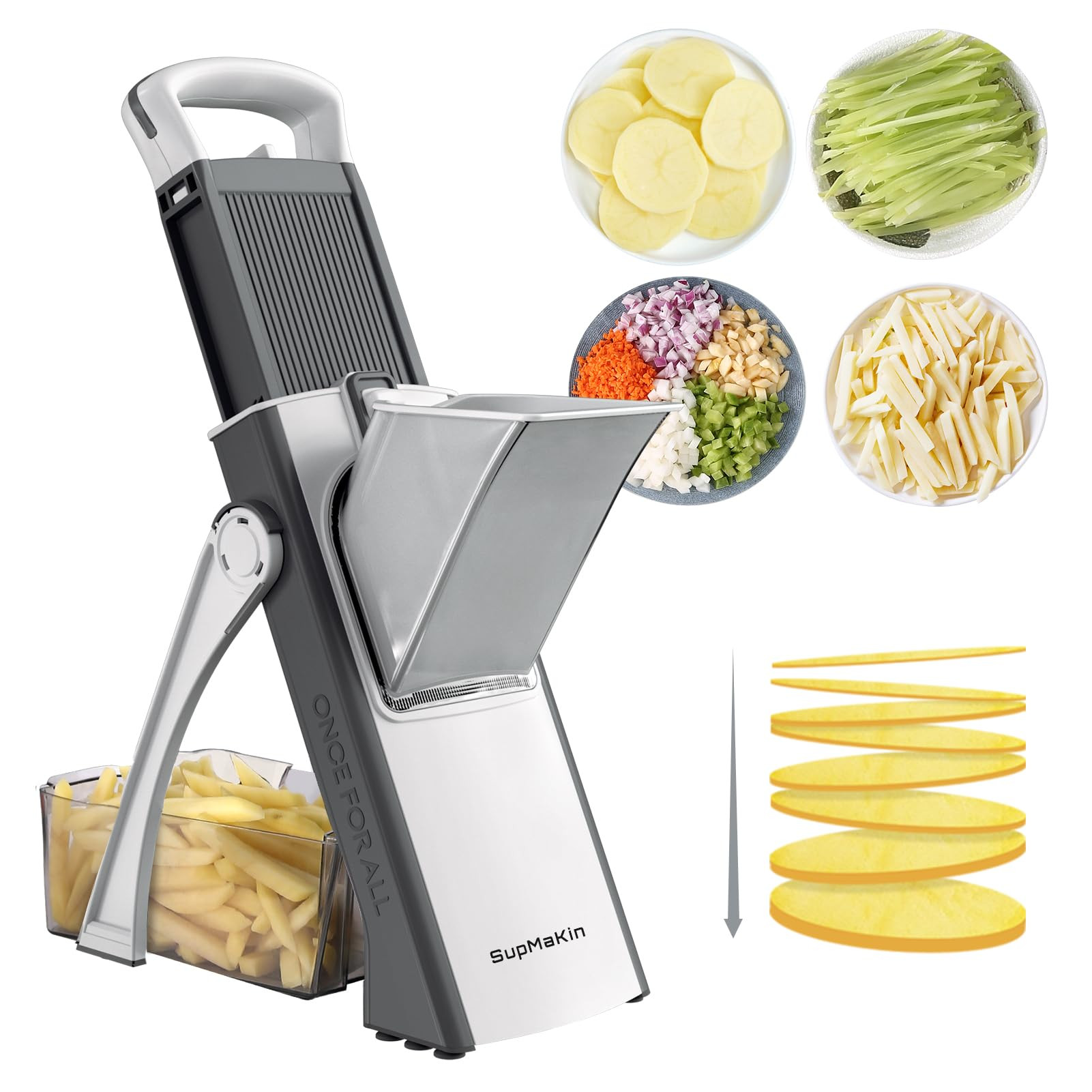 SupMaKin Upgrade Safe Mandoline Slicer, Multi Vegetable Chopper, Potato Slicer, Vegetables Slicer... | Amazon (US)