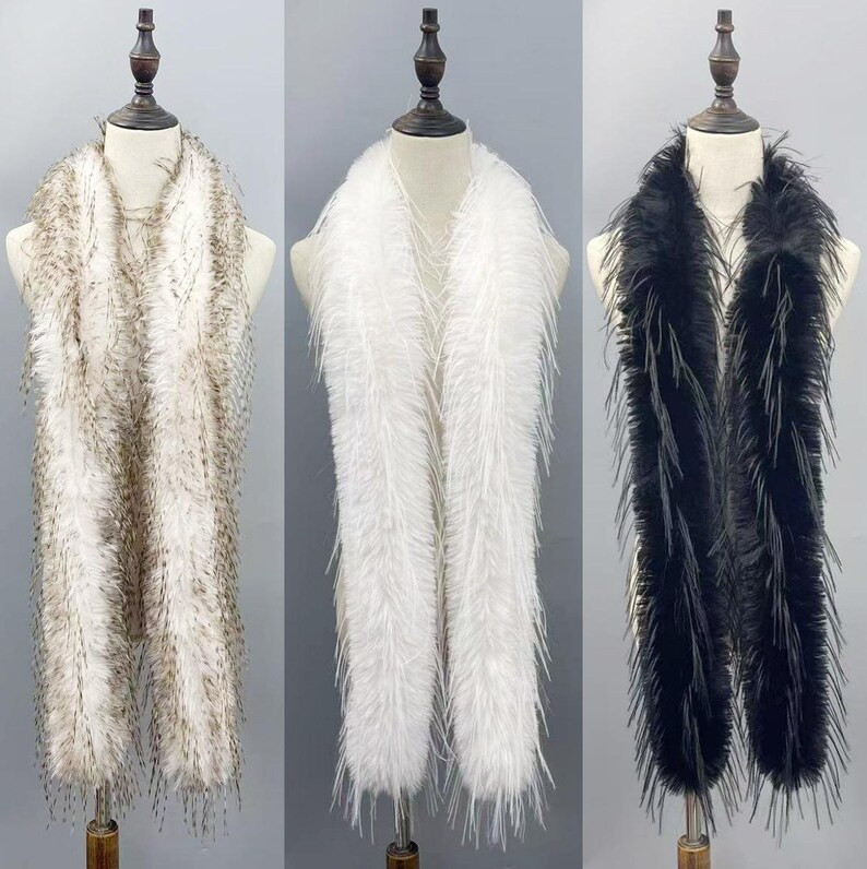 Long Faux Fur Scarf for Women Soft Plush Solid Color Neck Warmer - Etsy Canada | Etsy (CAD)