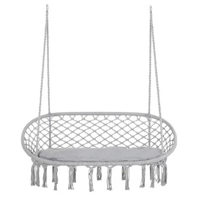 2-Person Hammock Chair Macrame Swing With Soft Cushion, Hanging Cotton Rope Chair For Indoor Outdoor Home Patio Backyard | Wayfair North America